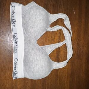 Calvin Klein Light Heather Gray Logo Racerback Bralette